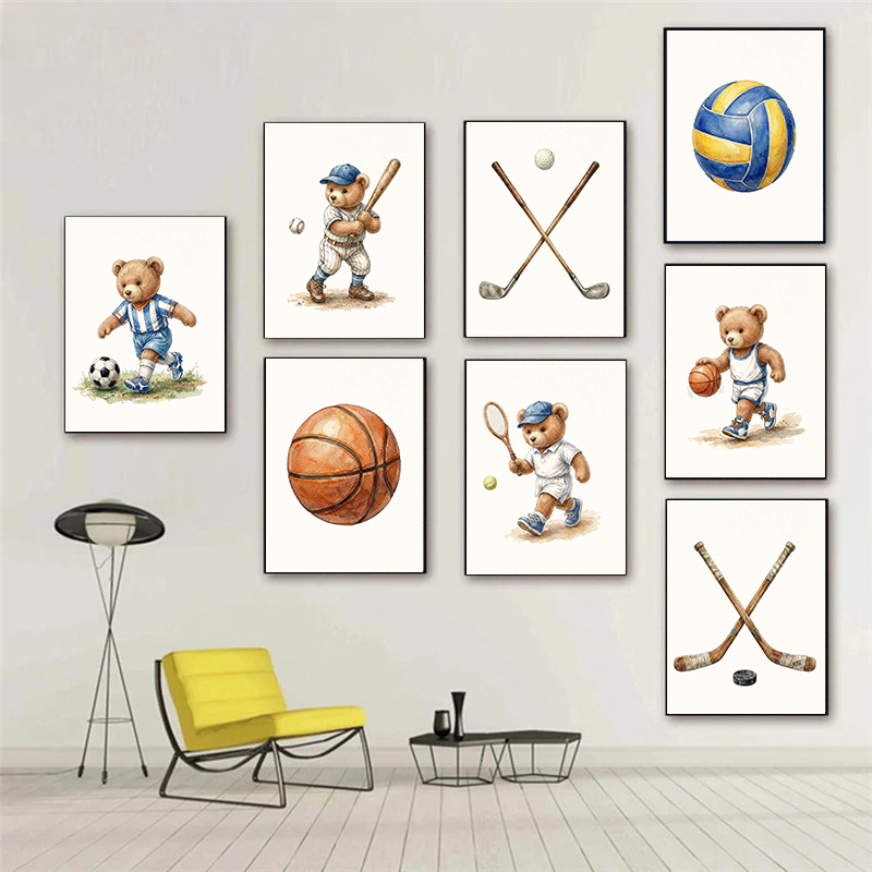 Badminton Single - Impressions sur toile pour chambre d'enfant,